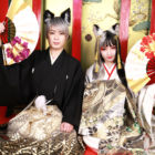 カップル:扇子持ち