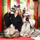 カップル:猫面持ち